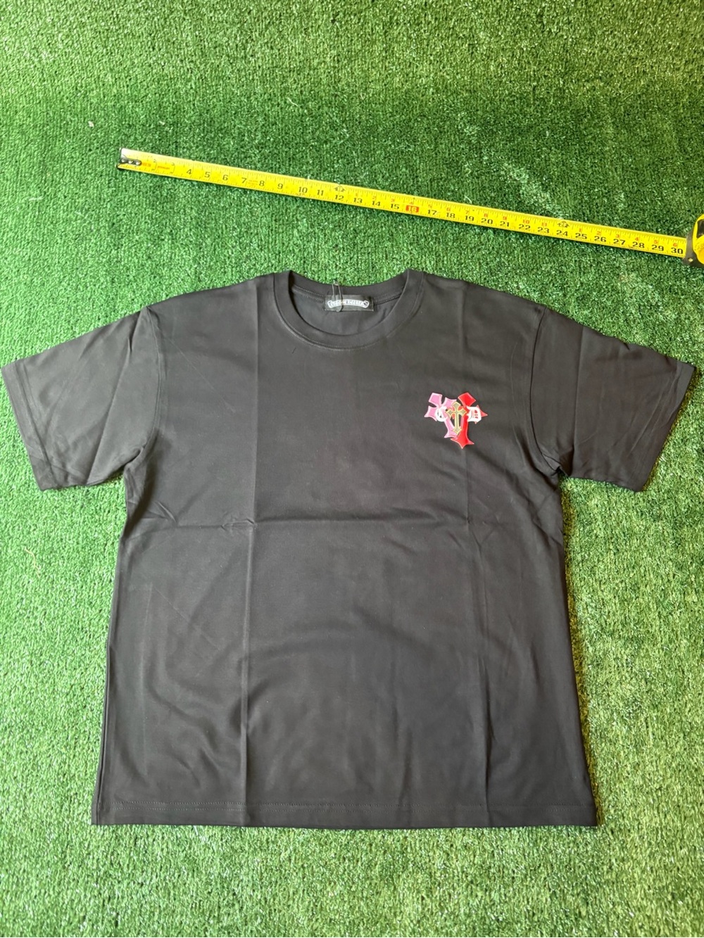 Men's Black Short Sleeve Tee with Pink Graphic